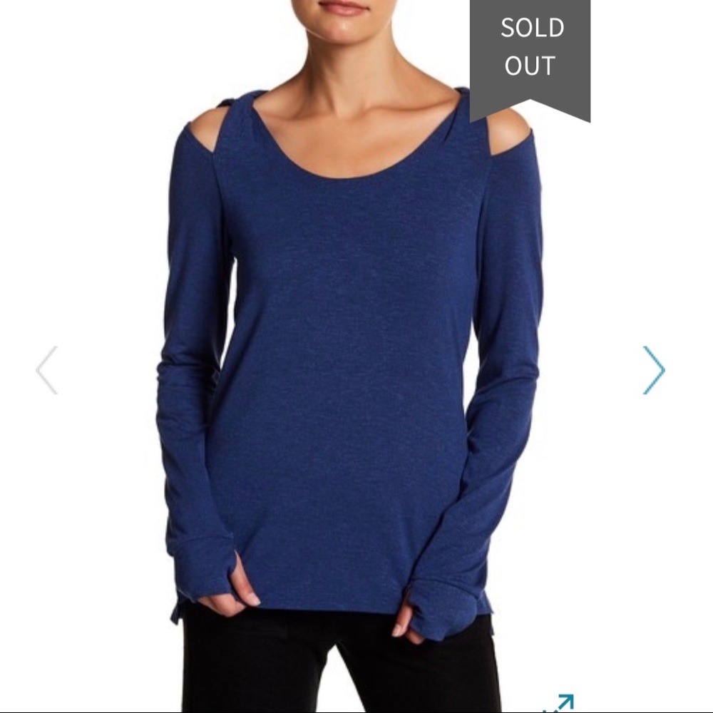 Brand new splendid blue hooded cold shoulder tee M